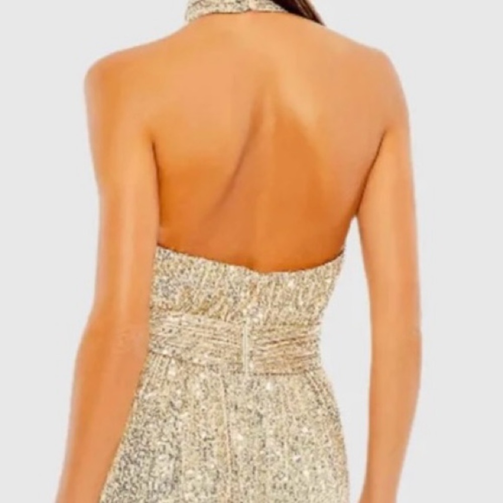 Mac Duggal Gold Sequin Halter Gown - Picture 3 of 3